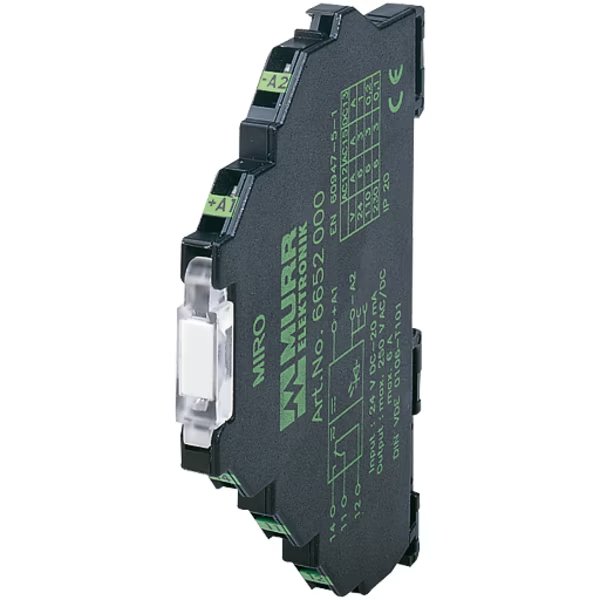 MIRO TR 24VDC 10A FK OPTO-COUPLER MODULE, IN: 53 VDC - OUT: 48 VDC / 10 A, 6, 2 mm spring clamp, Murr Elektronik, Mfr#: 6652521